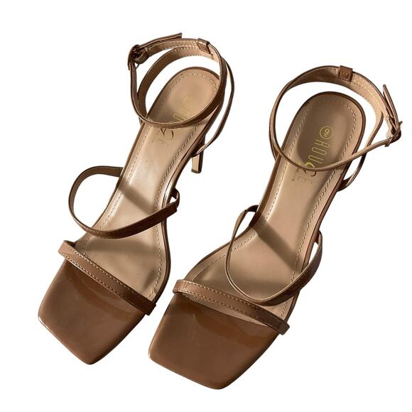 Rouge Helium Shoes Womens Size 9 Brown Strappy Patent Square Toe Heels Sandals - Picture 4 of 7